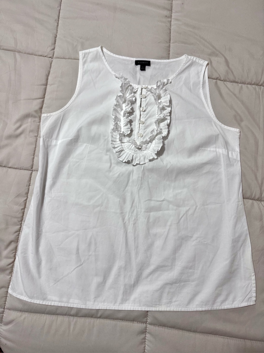Talbots White Ruffle Bib Sleeveless Camisole